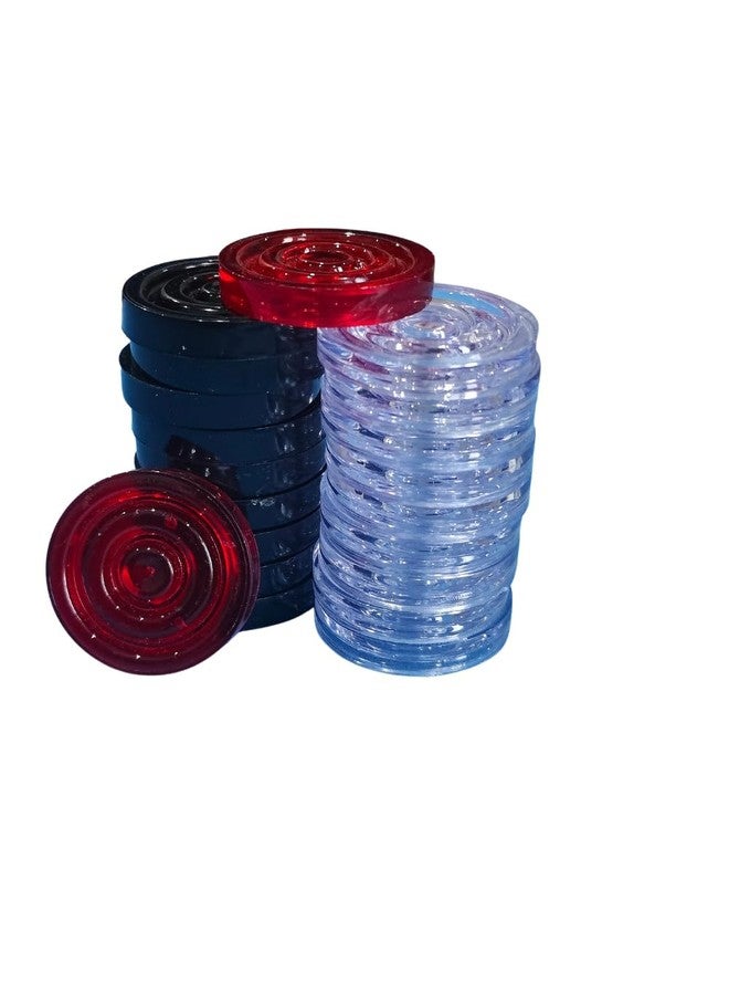 DESCTIDY مجموعة قطع لعبة كاروم من ديسكتيدي، 24 قطعة خشبية، 20 قطعة كريستالية، قطعتان للضرب، ملحقات ألعاب لوحية - Image 4